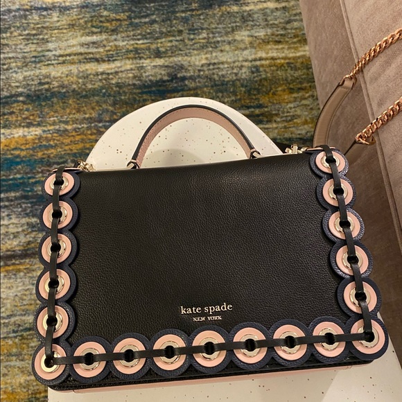 New Kate Spade Black Leather Top Handle Crossbody - Picture 2 of 8